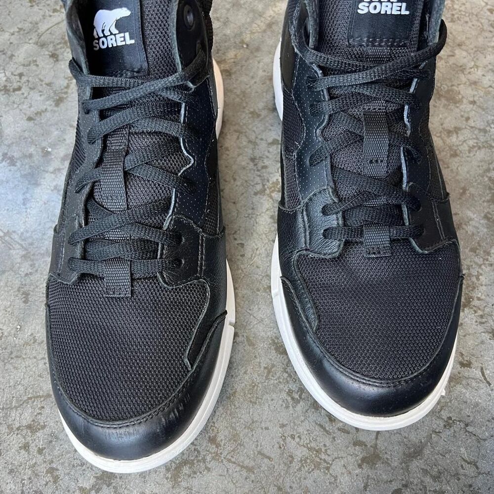Sorel Explorer II High Top Lace-up Sneaker Boots Black White Women's 10 - Picture 8 of 8
